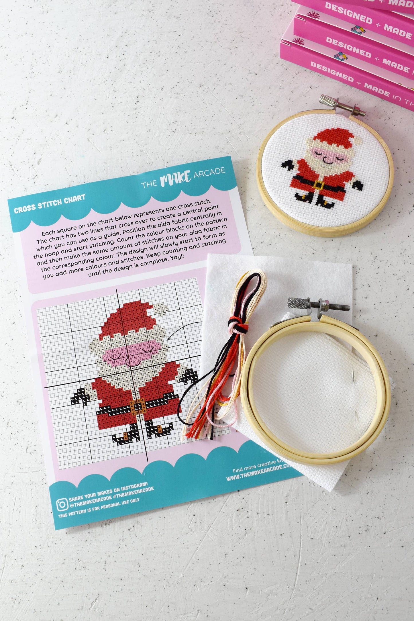 'Cute Santa' Mini Cross Stitch Kit: English