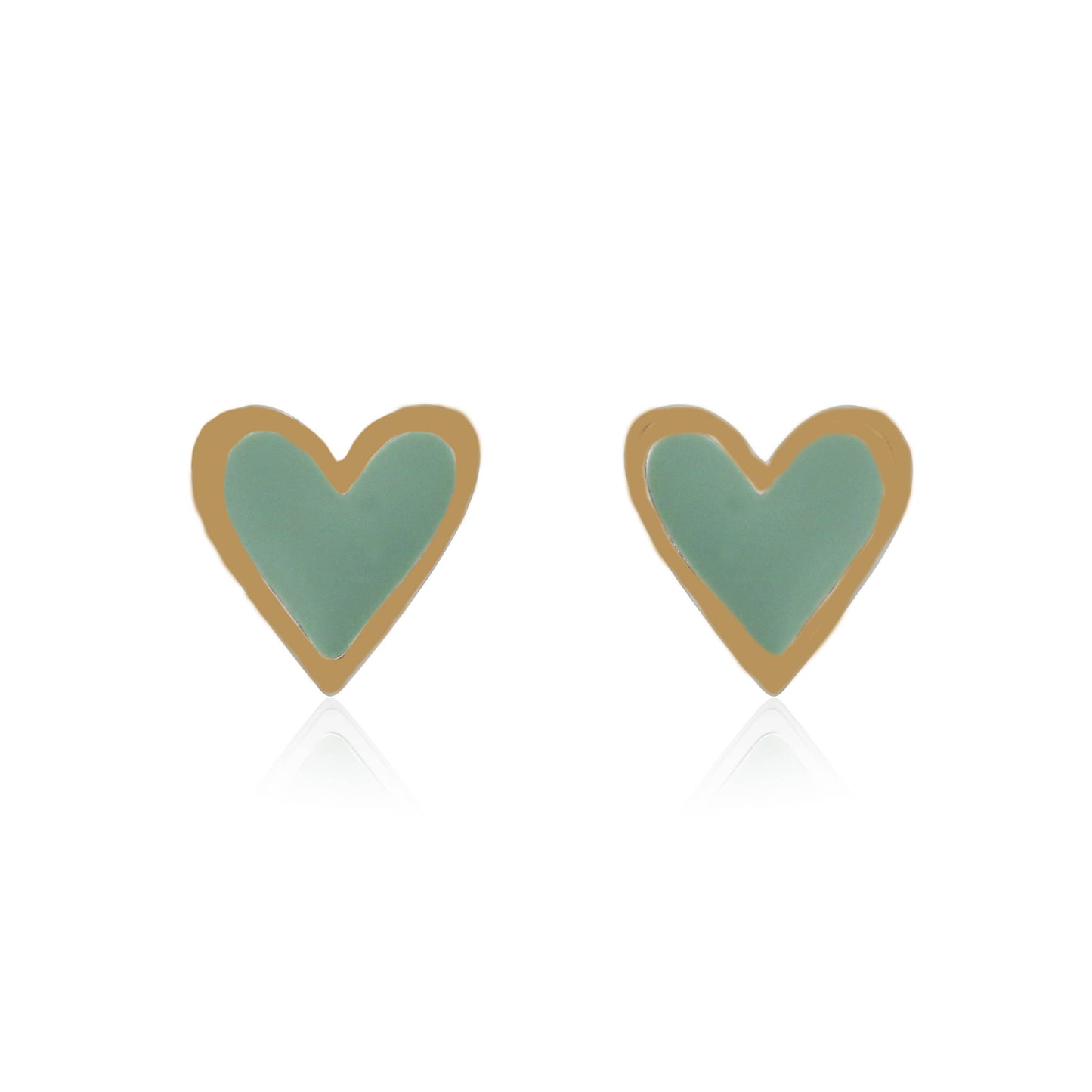 Gold Plated Mint enamel Heart Studs