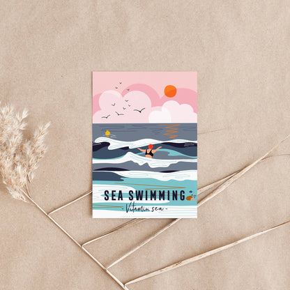 Card Sea swimming coastal seaside card Vitamin sea