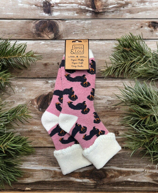 Delightful Dachshunds Pink Super Cosy Cuff Socks SL701