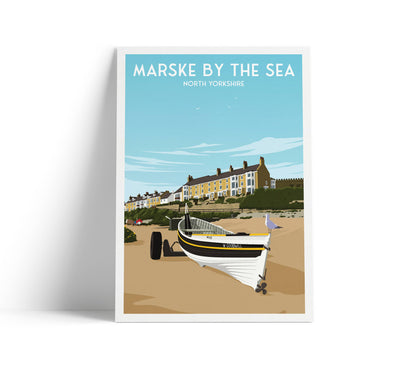 Marske By The Sea Beach Print - England Travel Poster