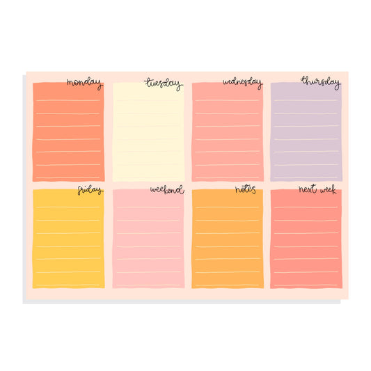 A5 Notepad - Week Planner - Pastel