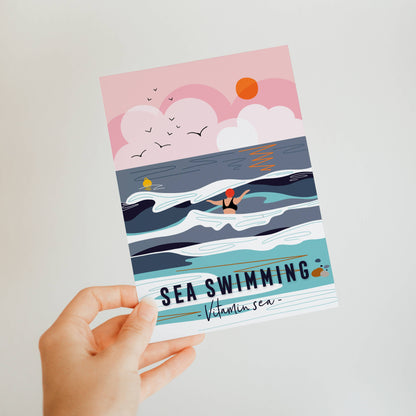 Card Sea swimming coastal seaside card Vitamin sea
