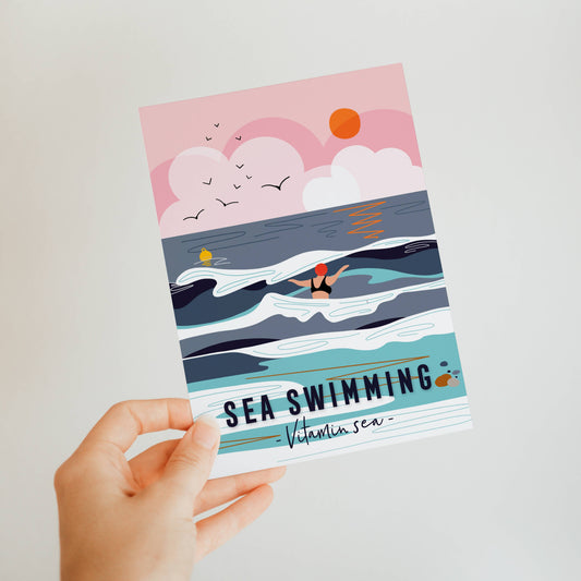 Card Sea swimming coastal seaside card Vitamin sea