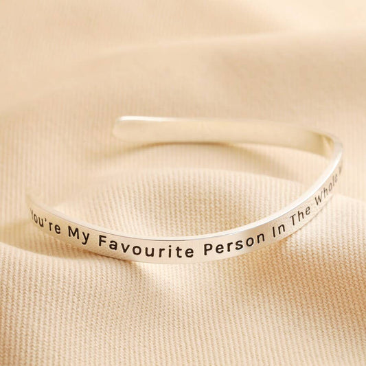 Adjustable Organic Meaningful Bangle - Favourite PersonSilver