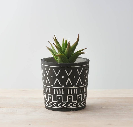 Black and White Aztec Planter, 10.5cm