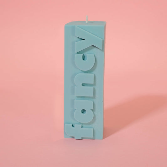 FANCY Slogan Block Pillar Candle