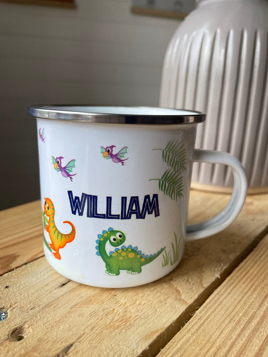 Dinosaur Enamel Mug- Personalised